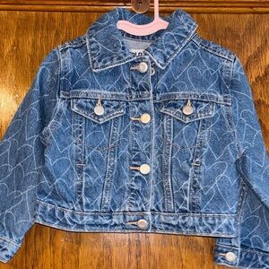 Old Navy Blue Denim Jacket with Heart Print